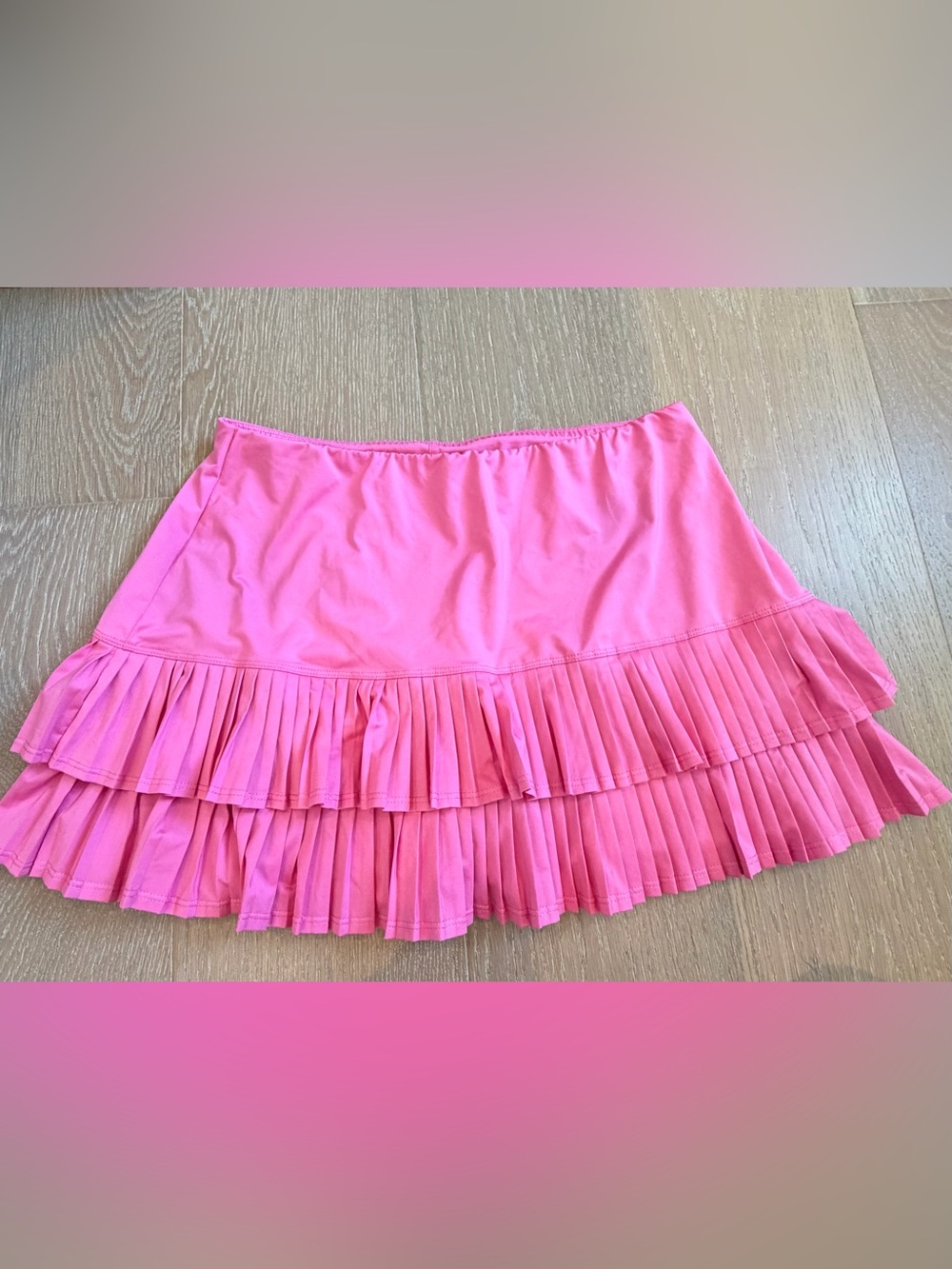 Women’s Pink Pleated Tiered Mini Workout Skirt